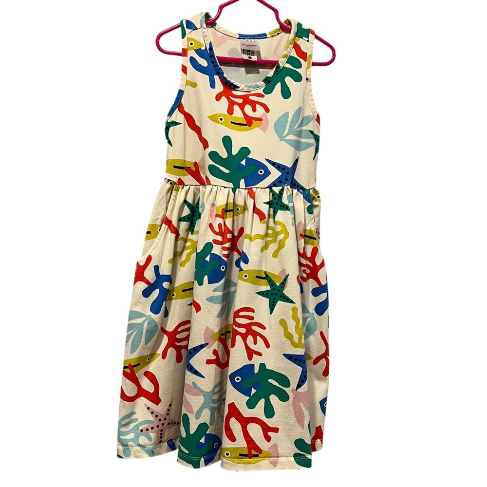 Hanna Andersson Racerback Coral Reef Dress, 120 (6-7)